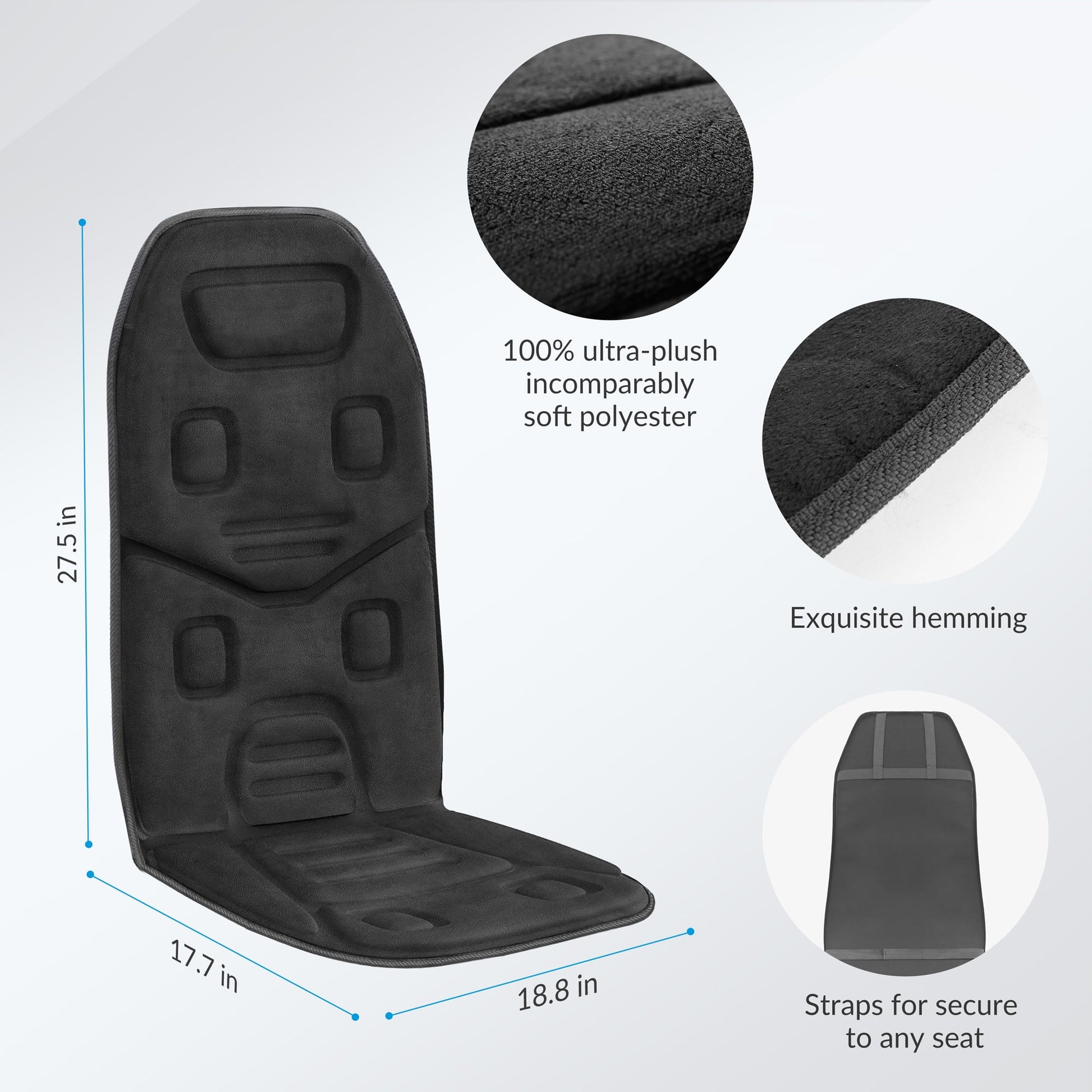 Back Massager Chair Pad Vibration Massage Seat Cushion with 3 Heat, APP Control, Black